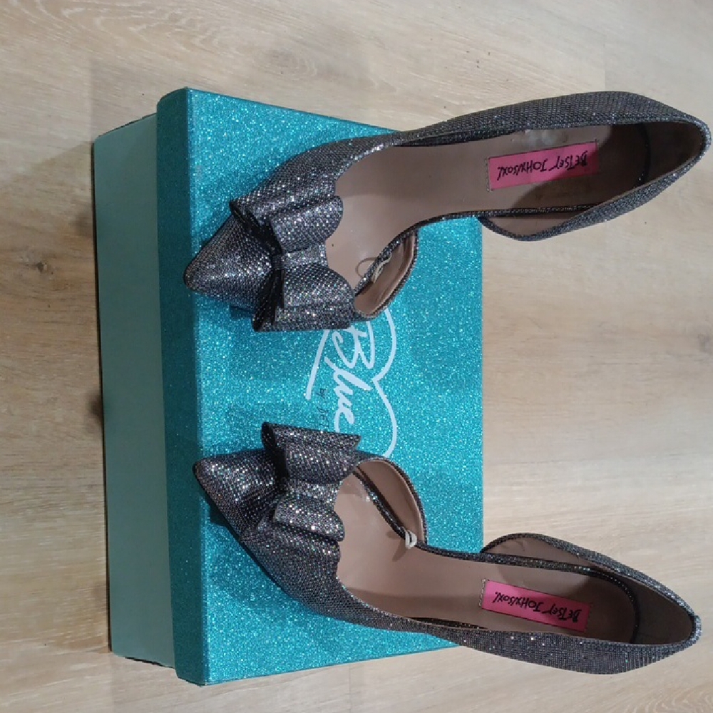 Betsey Johnson Glittering Black Heels with Bow